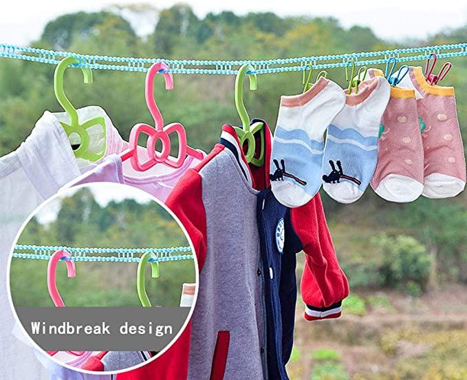 Rope-Portable Adjustable Dryer Line Windproof Non-Slip Clothesline for Camping Travel Indoor Outdoor ( Pack of 2)