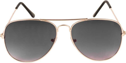 Unisex Black Golden Aviator Sunglass