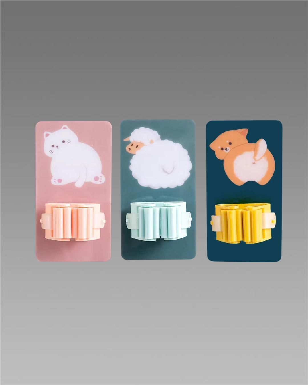 Mop Broom Holder-Wall Mounted Cartoon Mop, Broom Holders(Pack of 3)