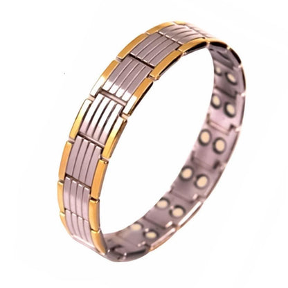 Ultra Strength Magnetic Therapy Bracelet for Men - Silver & Gold Bio Bracelet
