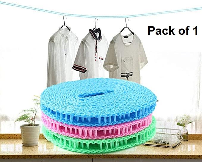 Rope-Portable Adjustable Dryer Line Windproof Non-Slip Clothesline for Camping Travel Indoor Outdoor ( Pack of 2)