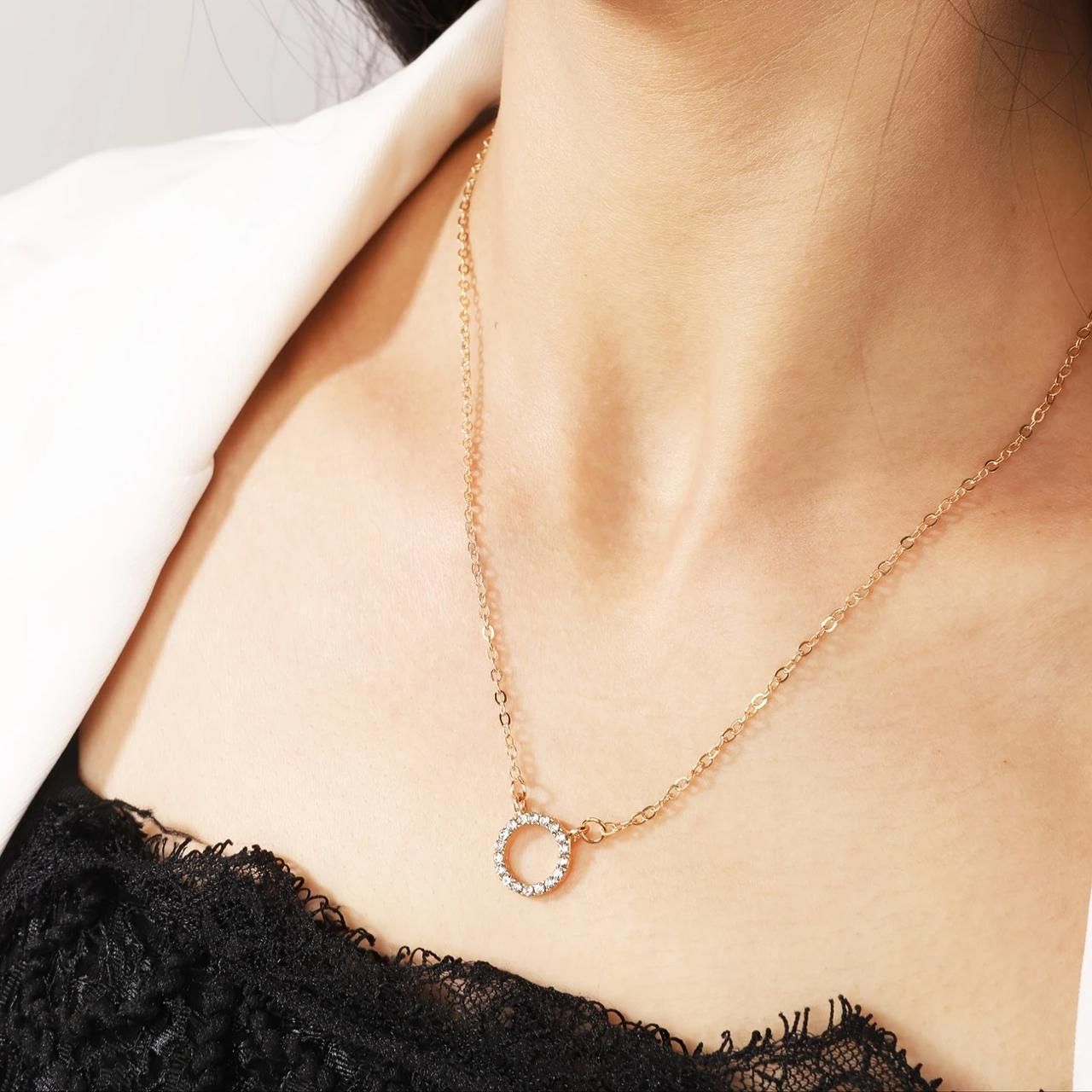 Women's Stone Pendant with Chain Micro Plating