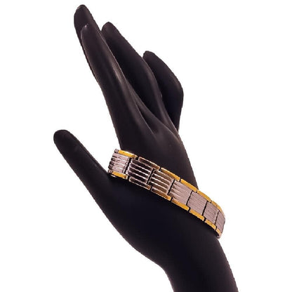 Ultra Strength Magnetic Therapy Bracelet for Men - Silver & Gold Bio Bracelet