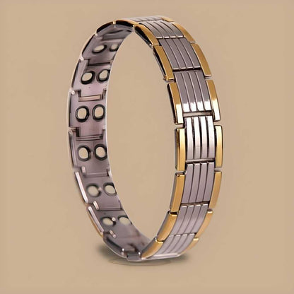 Ultra Strength Magnetic Therapy Bracelet for Men - Silver & Gold Bio Bracelet