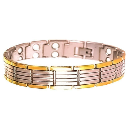 Ultra Strength Magnetic Therapy Bracelet for Men - Silver & Gold Bio Bracelet