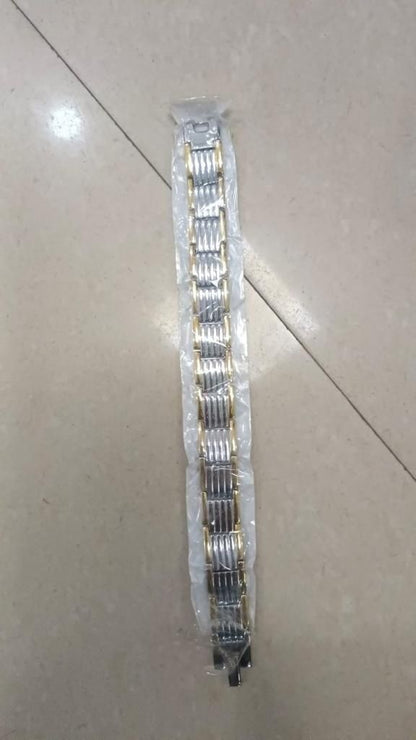 Ultra Strength Magnetic Therapy Bracelet for Men - Silver & Gold Bio Bracelet