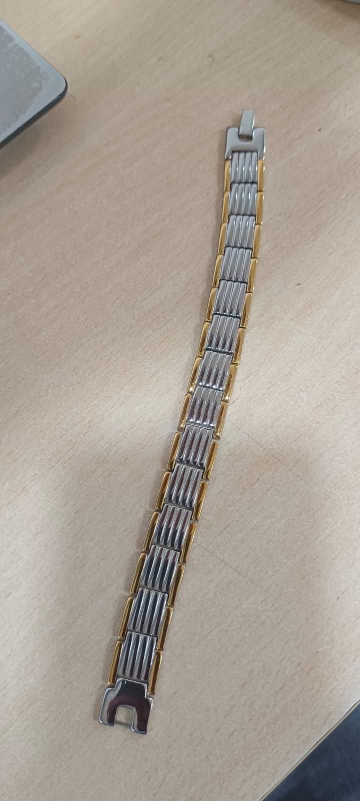 Ultra Strength Magnetic Therapy Bracelet for Men - Silver & Gold Bio Bracelet