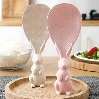 Rabbit Standing Non-Stick Rice Spoon,Vertical Kitchen Serving Spoon (Pack of 2)