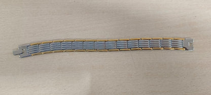 Ultra Strength Magnetic Therapy Bracelet for Men - Silver & Gold Bio Bracelet