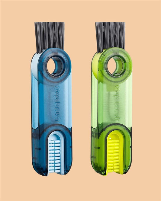 3 in 1 Multifunctional Bottle Gap Cleaner Brush Cup Crevice Cleaning Tool with Mini Silicone Cup-Holder Cleaner (Pack of 2)