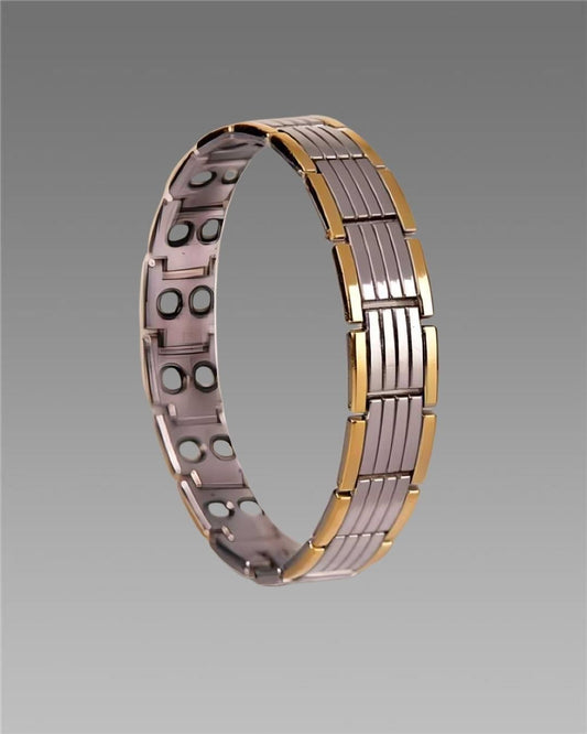 Ultra Strength Magnetic Therapy Bracelet for Men - Silver & Gold Bio Bracelet