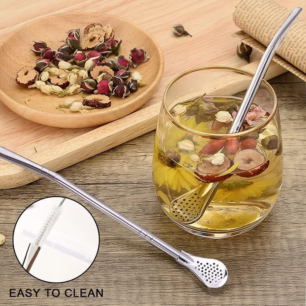 2 in 1 Stainless Steel Drinking Spoon Straws