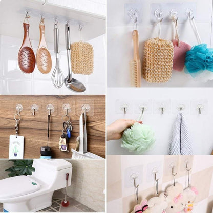Hooks-Transparent Self Adhesive Hooks Hanger(Pack of 6)