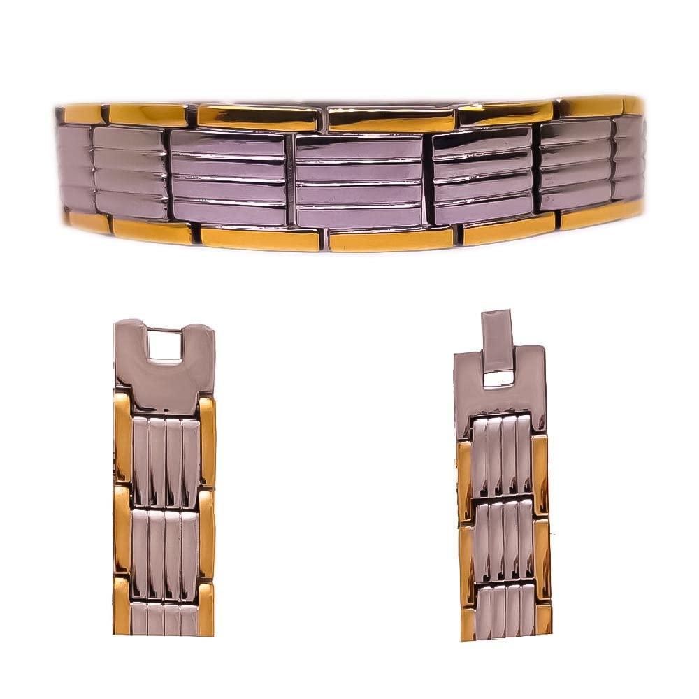 Ultra Strength Magnetic Therapy Bracelet for Men - Silver & Gold Bio Bracelet