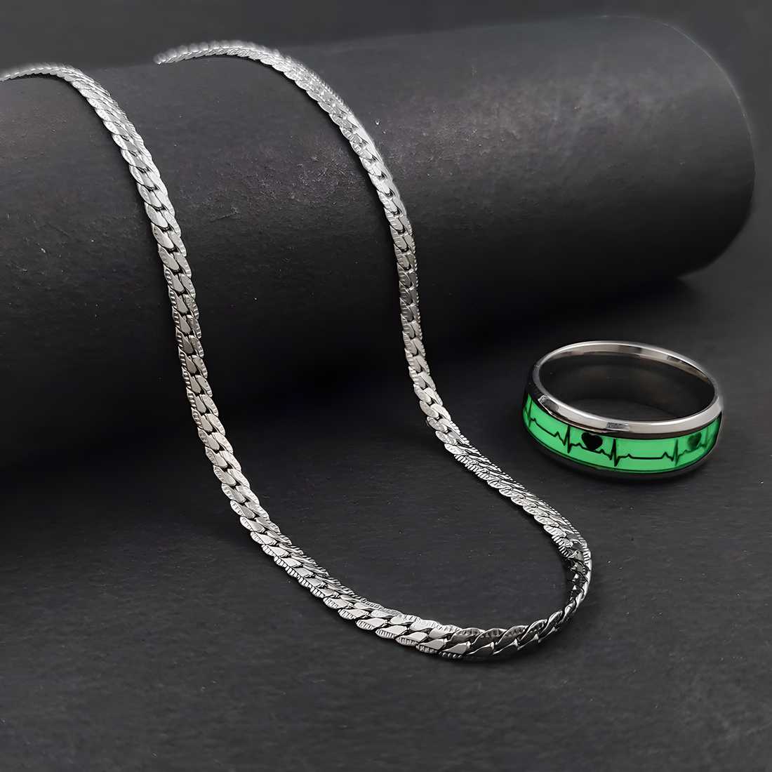 New Alloy Silver Plated Chain Ring with Finger Ring